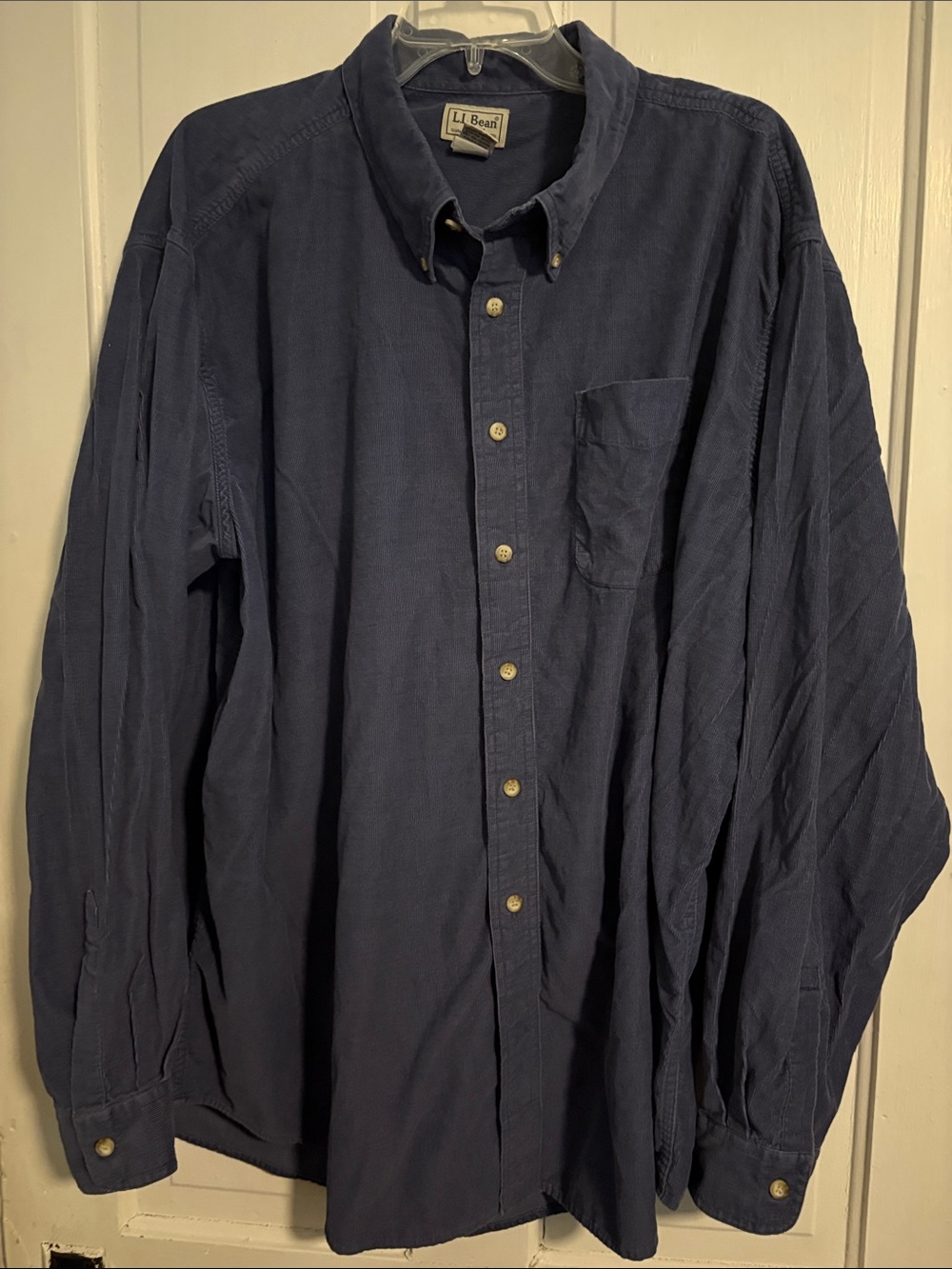 L.L. Bean Men's Button-Down Shirt in Deep Navy Corduroy